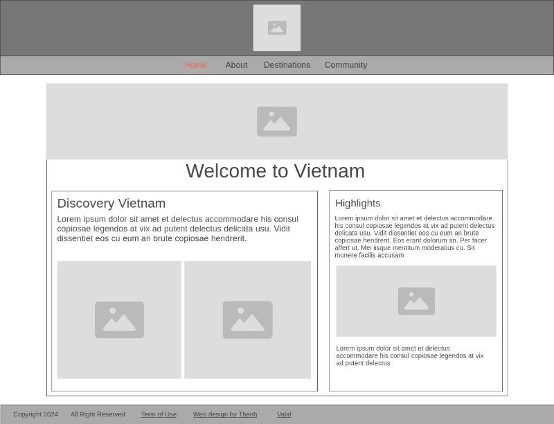 Home wireframe for my final project