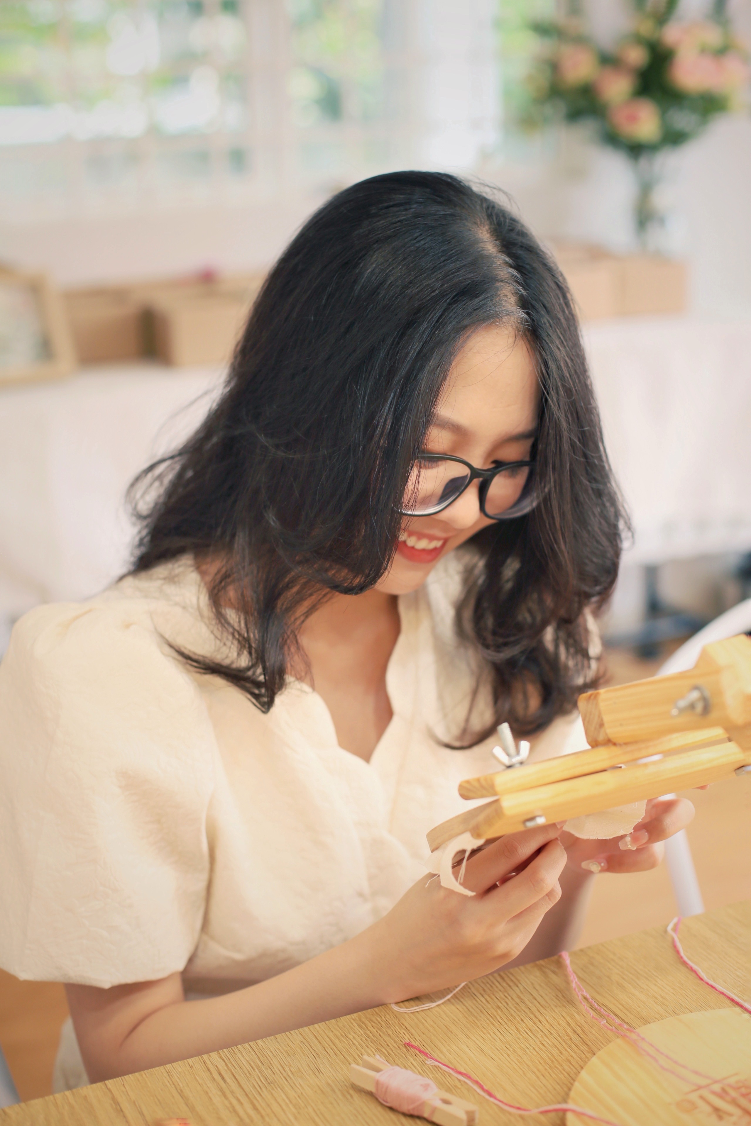 Van enjoys embroidering